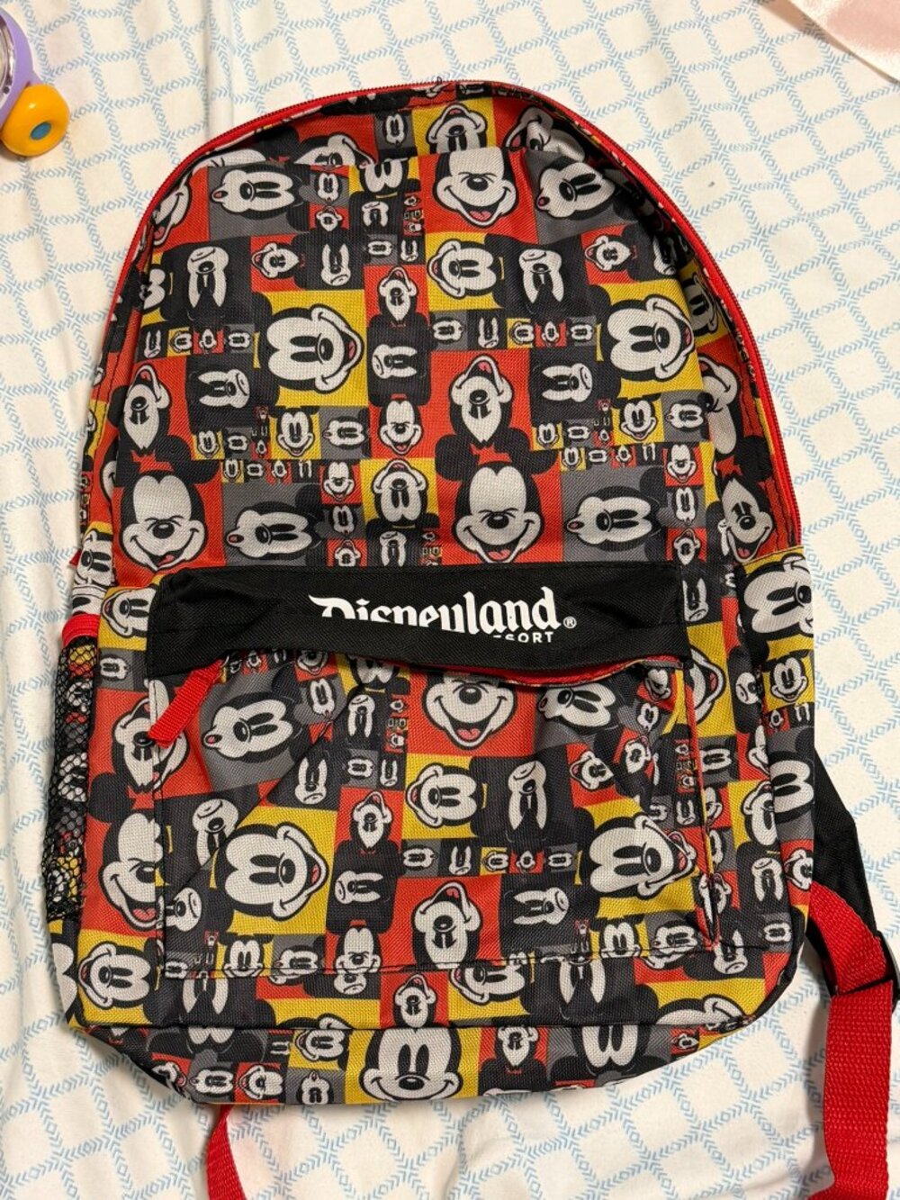 Well loved. Disneyland Mickey Head Printed Backpack.